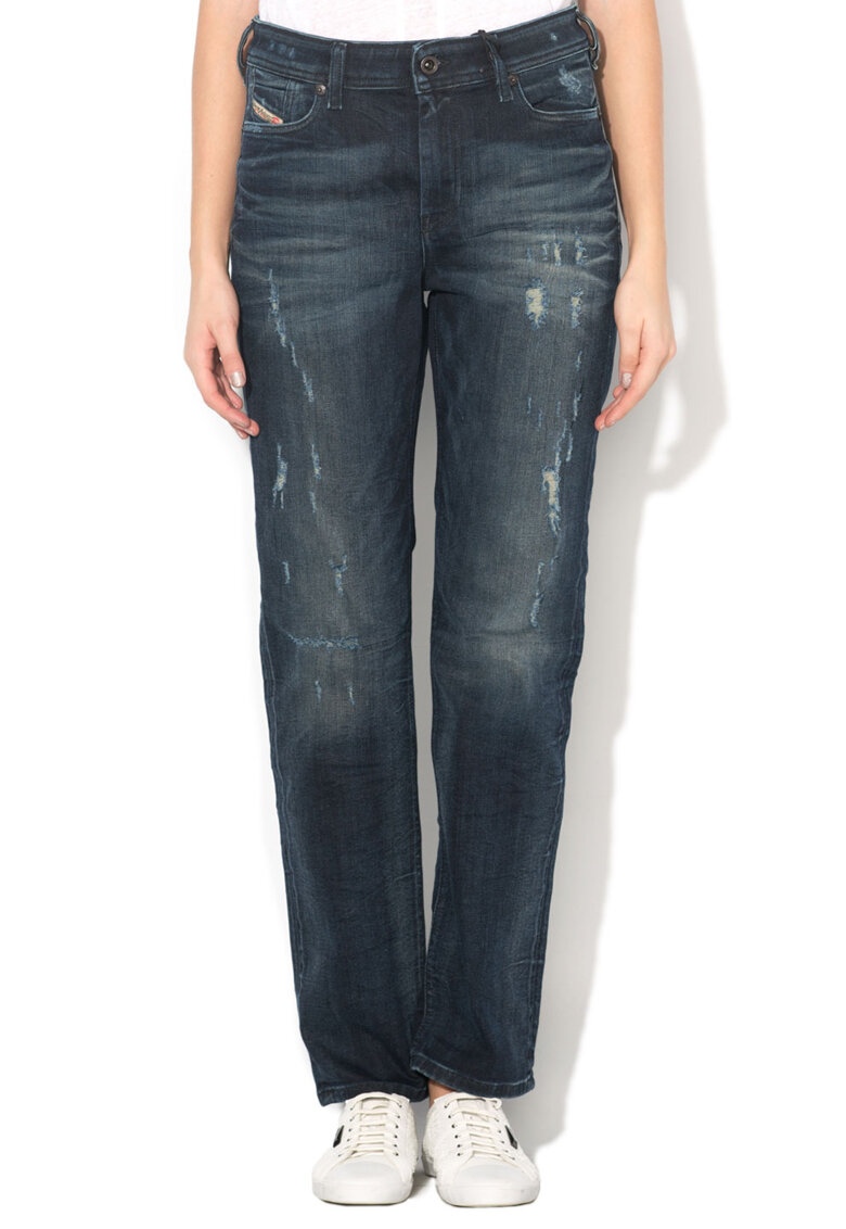 Jeansi bleumarin regular fit cu aspect uzat Reen