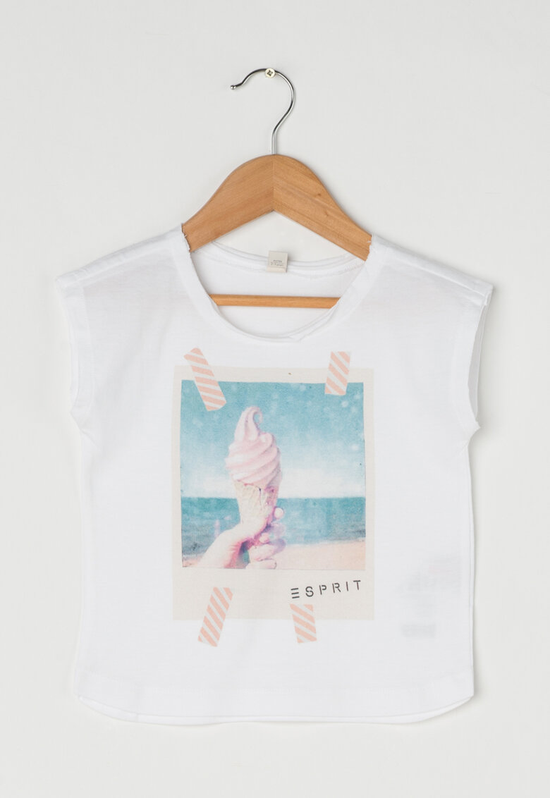 Tricou alb cu model foto
